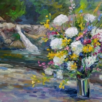 Полевые цветы на водопаде Жане. Серия «натюрморт под открытым небом», пленэр  ZhNataly.