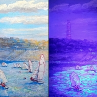 Гонка. Соревнования.  Серия «Яхт-клуб». День и ночь. Проект «Светофизика в живописи» ZhNataly.