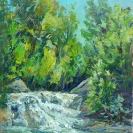 Полноводный водопад, после тропического ливня. Пленэр ZhNataly