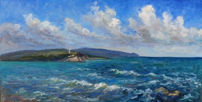 Облака над Черным морем. Маяк на мысу. Пленэр ZhNataly.