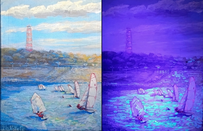 Гонка. Соревнования.  Серия «Яхт-клуб». День и ночь. Проект «Светофизика в живописи» ZhNataly.