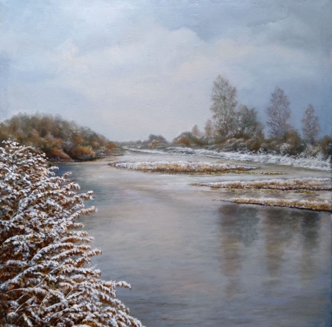 Первый снег на Ине. Вечер / First Snow on Inia River. Evening