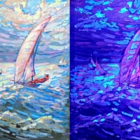 Регата. Серия «Яхт-клуб». День и ночь. Проект «светофизика в живописи» ZhNataly, светящаяся 