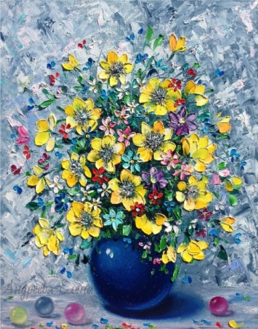 Летний букетик.40х50см