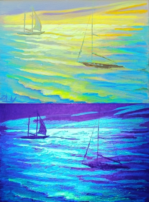 Яхты. День и ночь. Проект "светофизика в живописи"  ZhNataly.